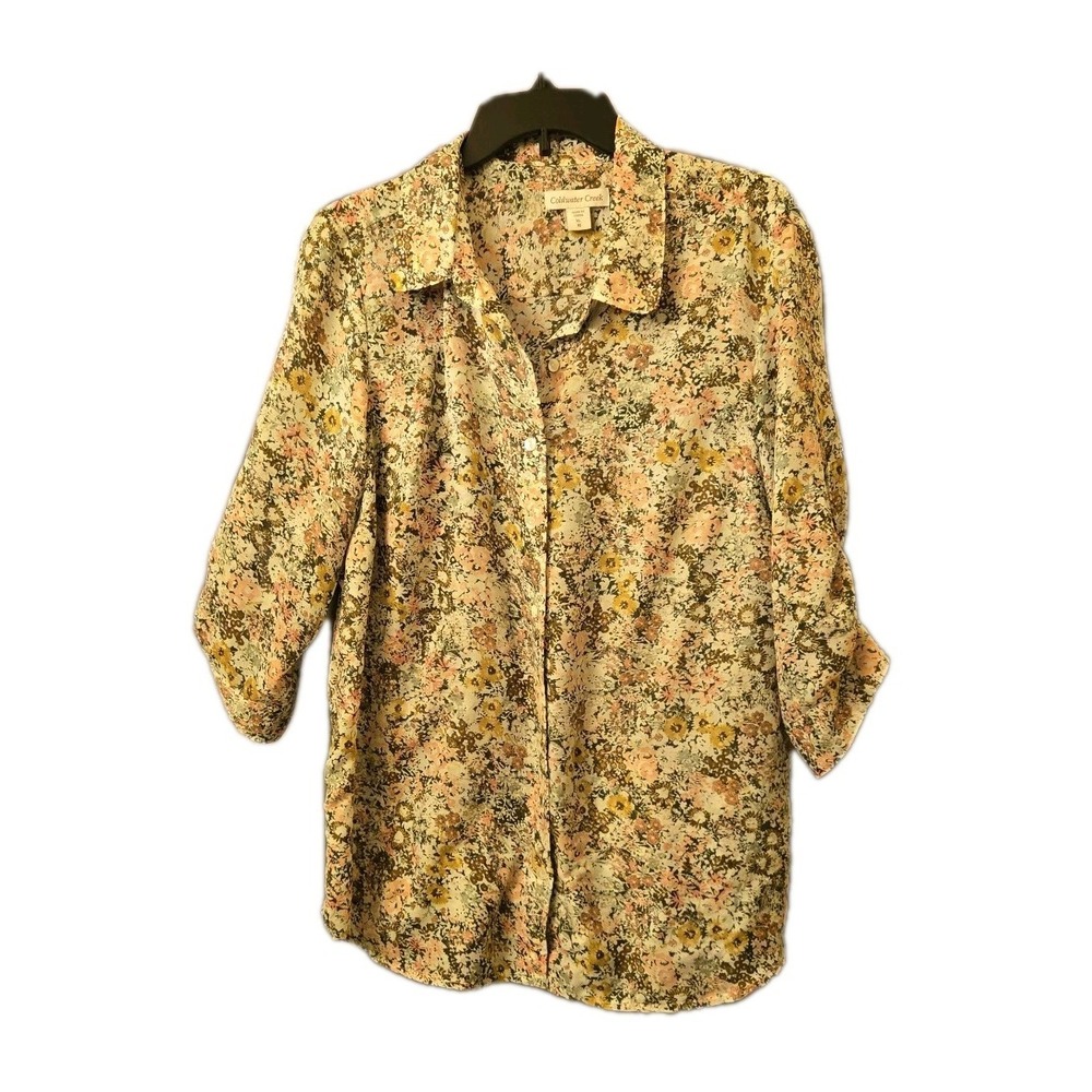 Coldwater‎ Creek Shirt Womens Extra Large Multicolor Floral Button Lightweight
